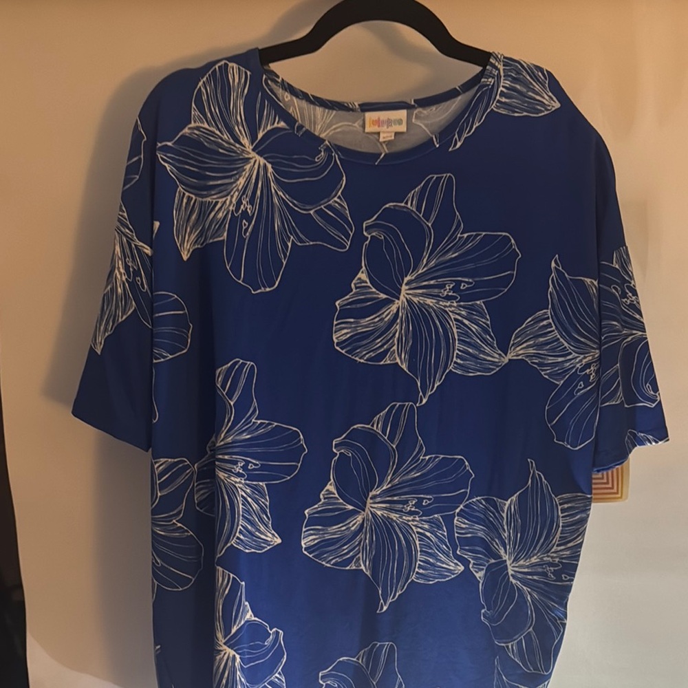 Indigo Women's Top with Blue and White Floral Design